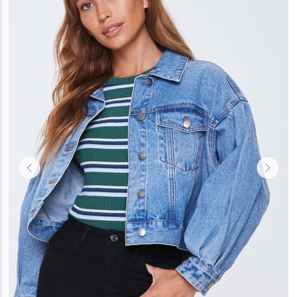 Denim puffy sleeve jacket